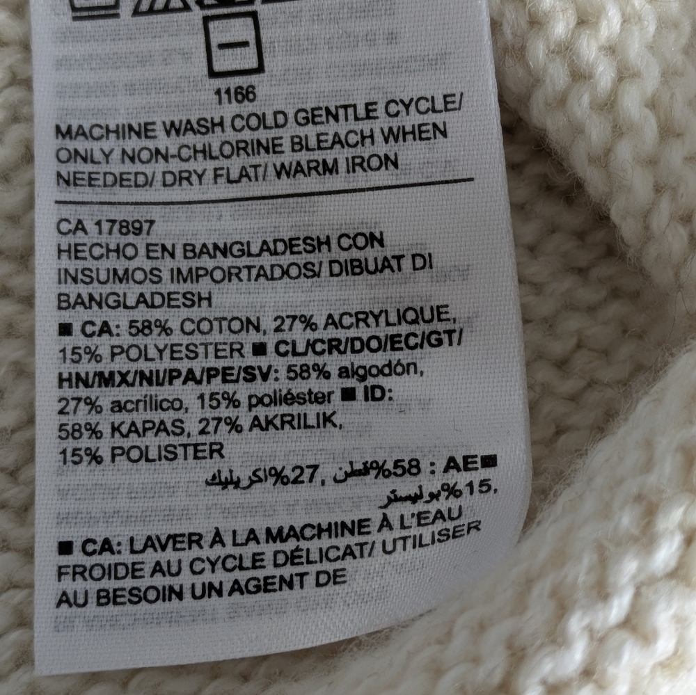 Old Navy NEW Women eggshell-white black pink green Cotton Peacock Sweater Size S - Picture 6 of 9